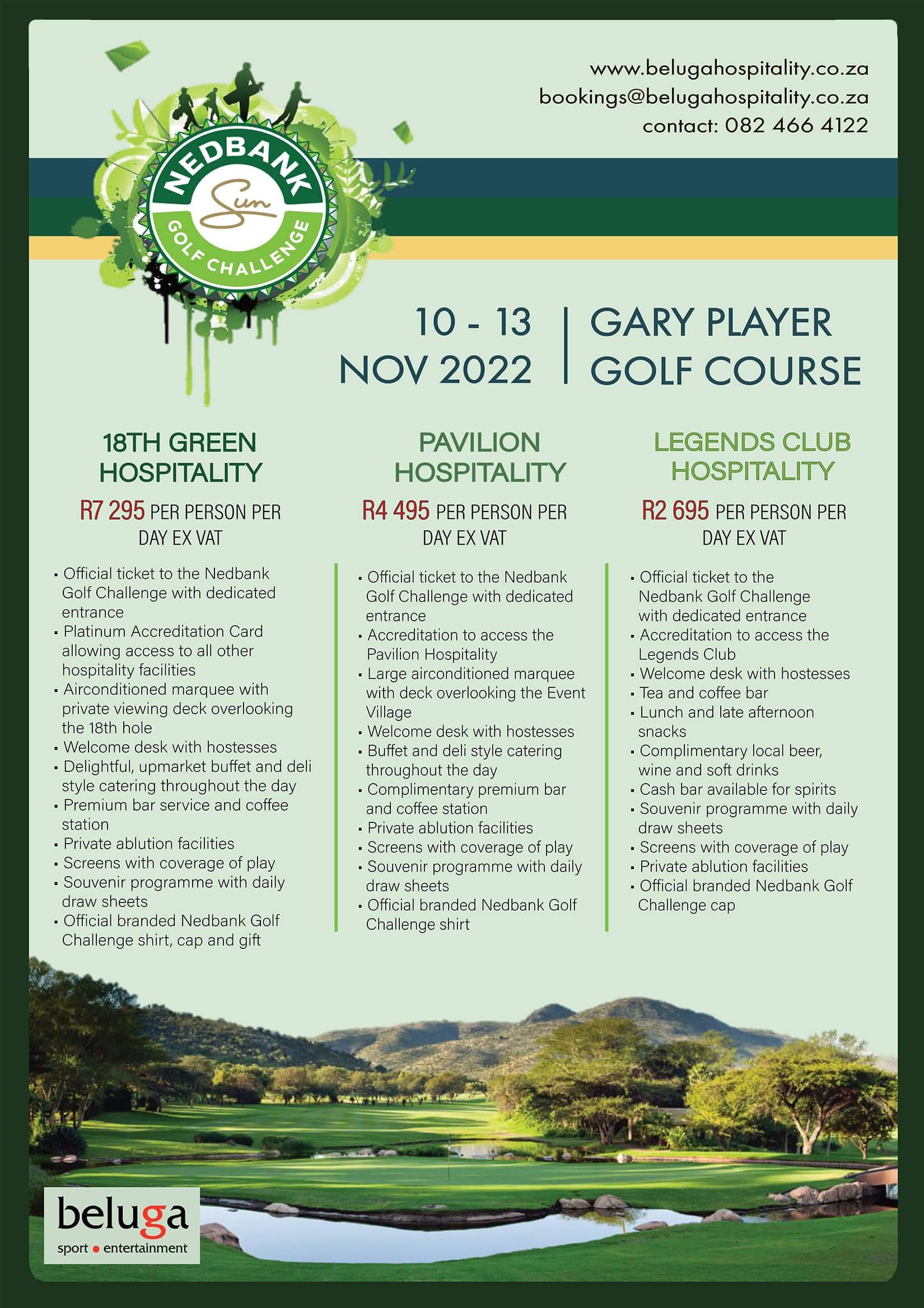 Nedbank Golf Challenge 2022 Sun City Beluga Hospitality